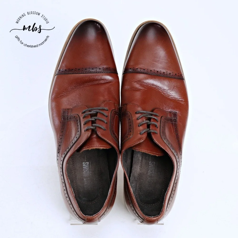 Stacy Adams Dickinson Cap Toe Classic Lace‎ Up Derby Shoes Cognac Brown Men 13